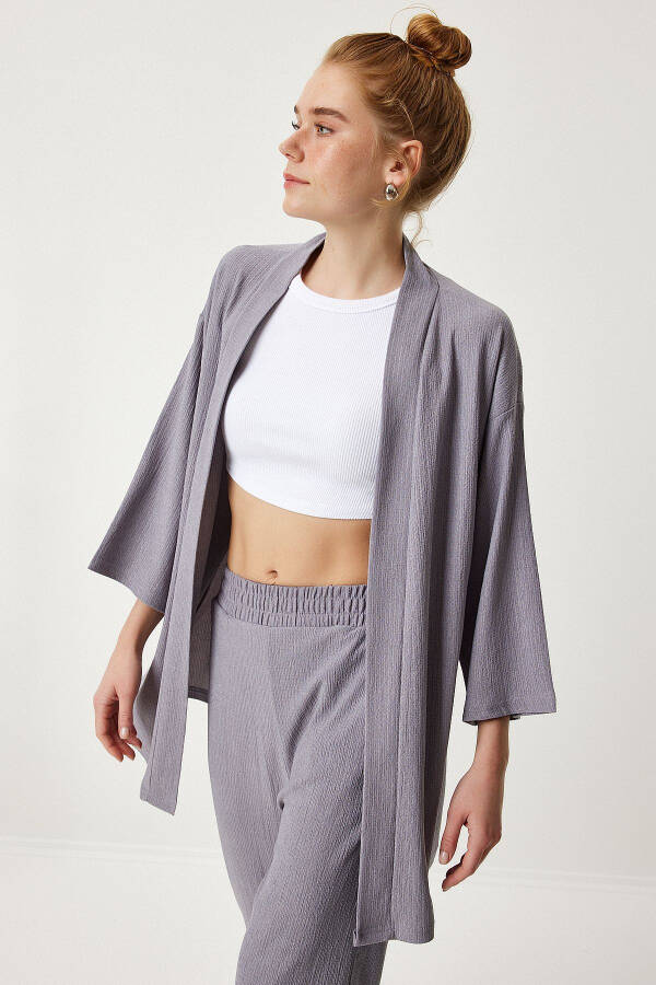 Knit Kimono Pants Set STONE GRAY - 2