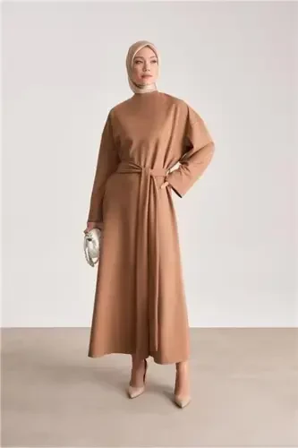 Knit Tie-Waist Maxi Dress Ort9727 Camel - ARMINE (1)