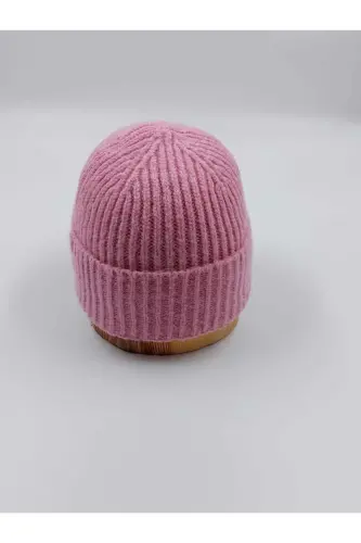 Knited Unisex Duo Solid Beanie-PINK YELLOW - SOFT AKSESUAR (1)