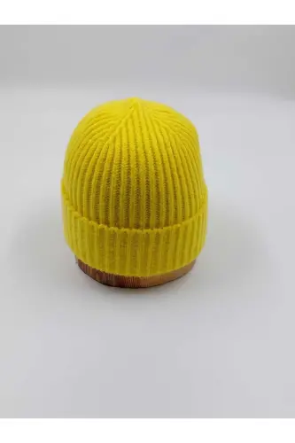 Knited Unisex Duo Solid Beanie-PINK YELLOW - 4