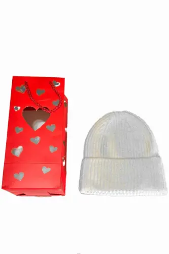 Knited Unisex Ikili Solid Bere-KIRMIZI AÇIK GRİ - 2