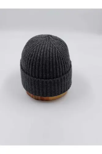 Knited Unisex Икili Solid Bere-KOYU GRİ FUŞYA PEMBE - 4