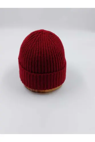 Knited Unisex Two-Piece Solid Beanie-KHAKI GREEN BURGUNDY - 3