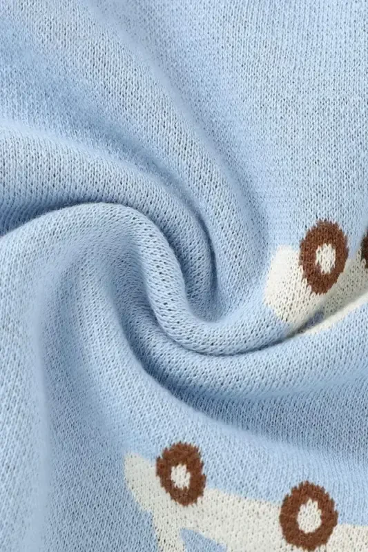 Knitted Baby Blanket 85cm X 85cm Car Dream Blue-Blue For Girl And Boy Baby - 2