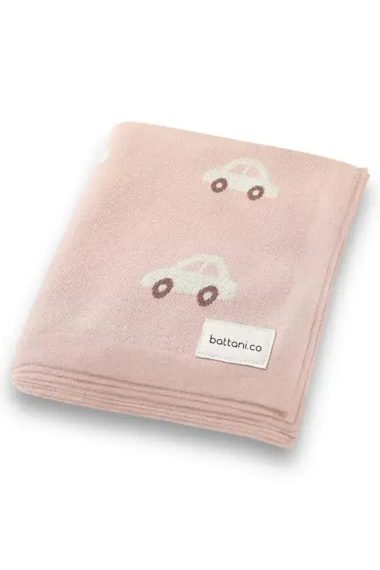 Knitted Baby Blanket 85cm X 85cm Car Dream Pink-Pink For Girl And Boy Baby - BATTANI.CO