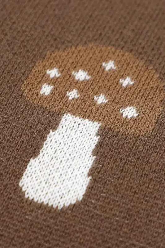 Knitted Baby Blanket 85cm X 85cm For Girl And Boy, Tiny Mushrooms-Coffee Mushroom - 5