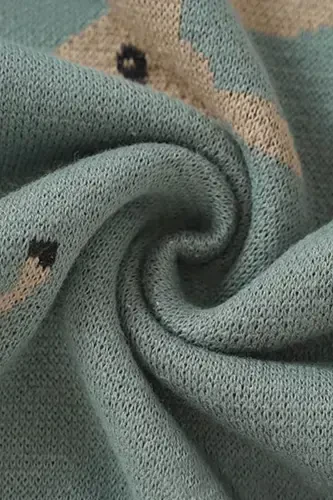 Knitted Baby Blanket 85cm X85cm Cute Fawn Green-Green for Baby Girl and Boy - BATTANI.CO (1)
