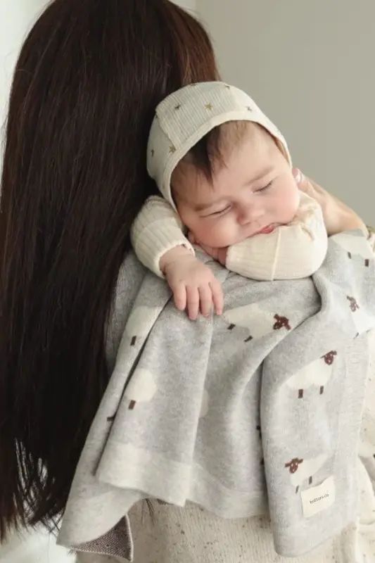 Knitted Baby Blanket 85cm X85cm New Sheep Grey-D.Grey2 For Girl And Boy Baby - 5