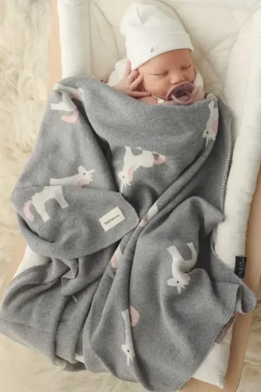 Knitted Baby Blanket 85cm X85cm Unicorn Gray-gray3 For Girl And Boy Baby - 4