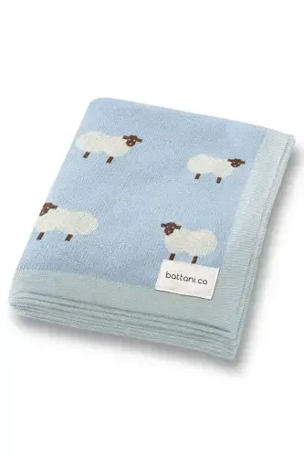 Knitted Baby Blanket for Baby 85cm X85cm-Baby Blue2 - 1