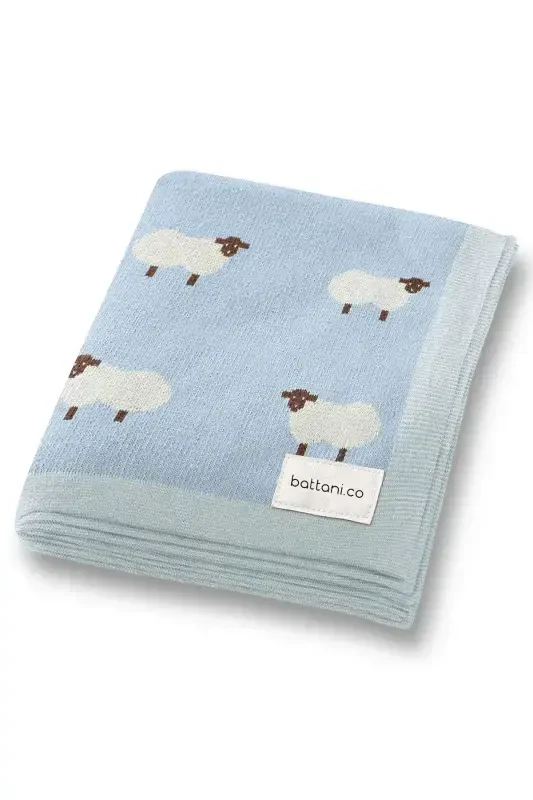 Knitted Baby Blanket for Baby 85cm X85cm-Baby Blue2 - 1
