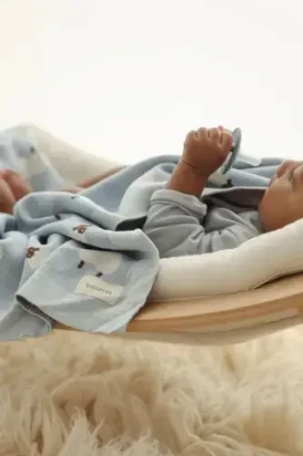 Knitted Baby Blanket for Baby 85cm X85cm-Baby Blue2 - 4