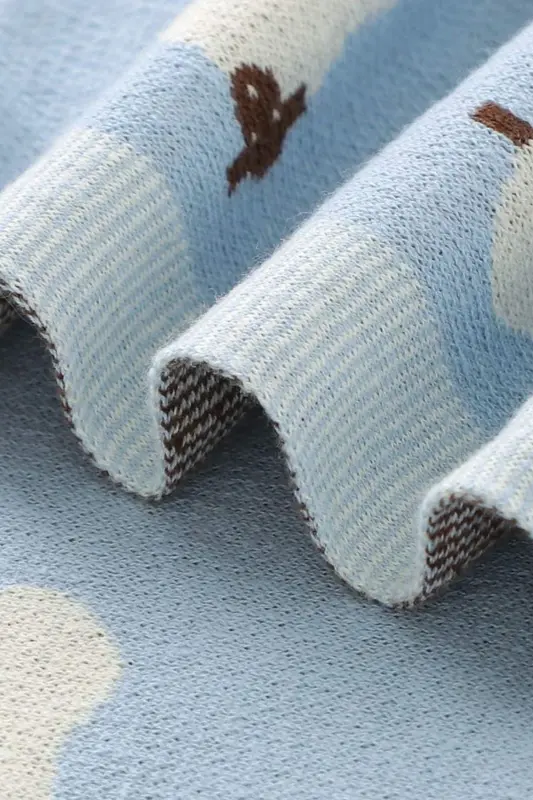 Knitted Baby Blanket for Baby 85cm X85cm-Baby Blue2 - 4