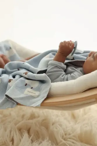 Knitted Baby Blanket for Baby 85cm X85cm-Baby Blue2 - 5
