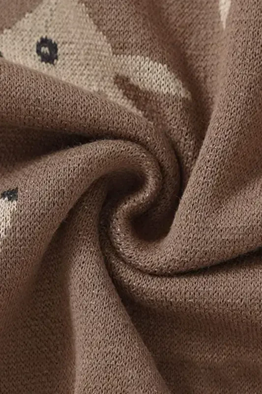 Knitted Baby Blanket for Girl and Boy 85cm X 85cm Cute Fawn Coffee-Coffee - 2