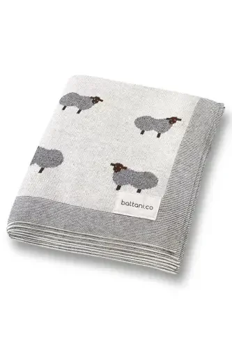 Knitted Baby Blanket for Girl and Boy 85cm X85cm New Lambs Light Gray-Gray2 - 1