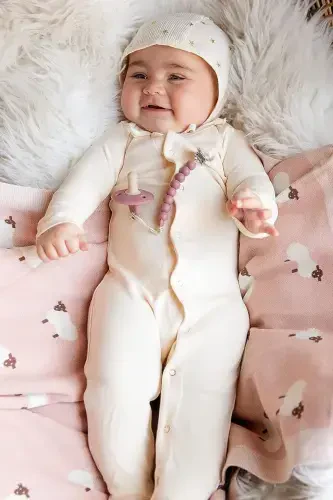 Knitted Baby Blanket For Girl And Boy 85cm X85cm New Lambs Pink-Powderpink2 - 3