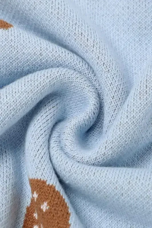 Knitted Baby Blanket for Girl and Boy 85cm X85cm Tiny Mushrooms Blue-Blue Mushroom - 2