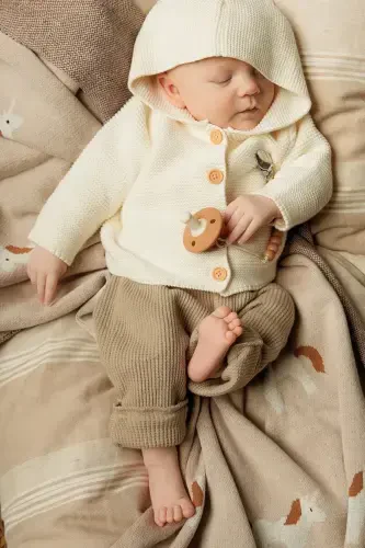 Knitted Baby Blanket for Girl and Boy 85cm X85cm Unicorn Beige-cream3 - 5