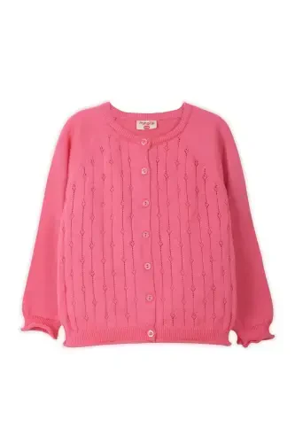 Knitted Baby-Girl-Kids Road Openwork Cardigan 6-24 MONTHS Fuchsia-Fuchsia - MINORA (1)