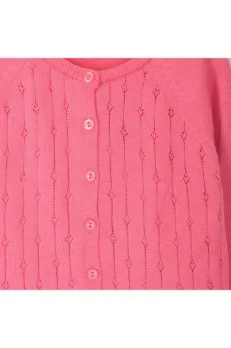 Knitted Baby-Girl-Kids Road Openwork Cardigan 6-24 MONTHS Fuchsia-Fuchsia - 3