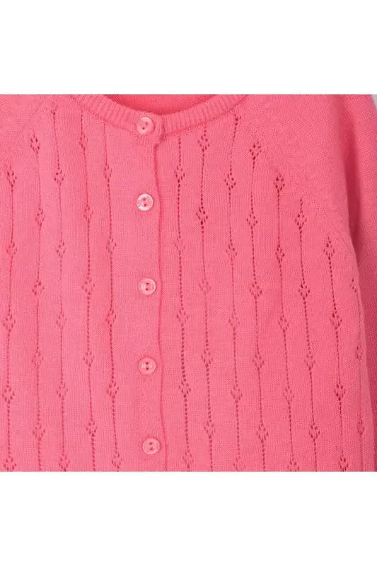 Knitted Baby-Girl-Kids Road Openwork Cardigan 6-24 MONTHS Fuchsia-Fuchsia - 3