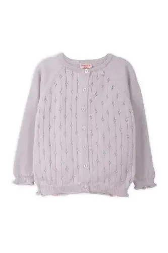 Knitted Baby-Girl-Kids Road Patterned Cardigan 6-24 M Lilac-Lilac - MINORA (1)