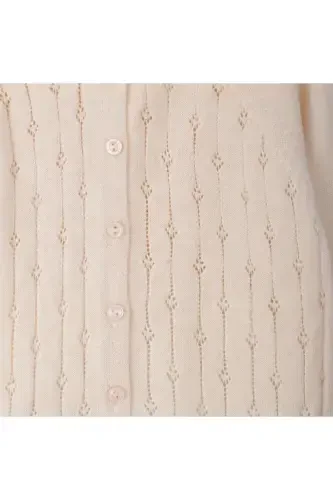 Knitted Baby-Girl-Kids Road Patterned Cardigan 6-24 Months Beige-Beige - 4