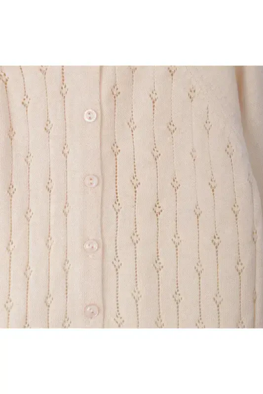 Knitted Baby-Girl-Kids Road Patterned Cardigan 6-24 Months Beige-Beige - 4