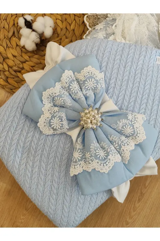 Knitted Baby Swaddle Unisex Baby Outer Swaddle Blanket Hospital Outing Swaddle Blanket-BLUE - 5