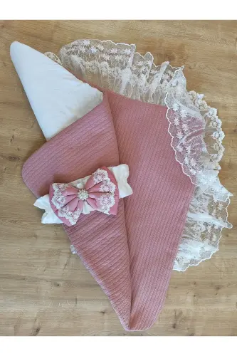Knitted Baby Swaddle Unisex Baby Outer Swaddle Blanket Hospital Outing Swaddle Blanket-ROSE - 8
