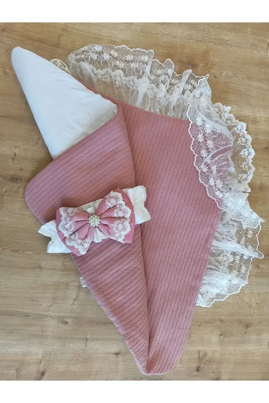 Knitted Baby Swaddle Unisex Baby Outer Swaddle Blanket Hospital Outing Swaddle Blanket-ROSE - 8