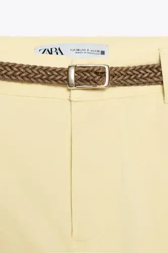 KNITTED BELT CHINO PANTS-Yellow - 9