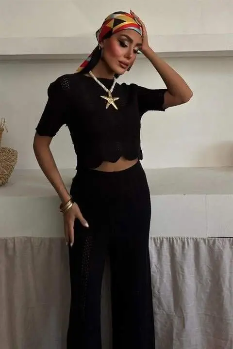Knitted Blouse Pants Set 10084-025 - 5