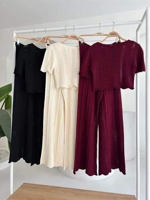 Knitted Blouse Pants Set 10084-025 - 9