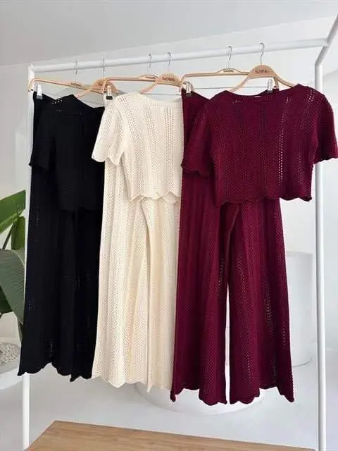 Knitted Blouse Pants Set 10084-025 - 10