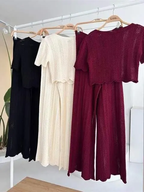 Knitted Blouse Pants Set 10084-025 - 11