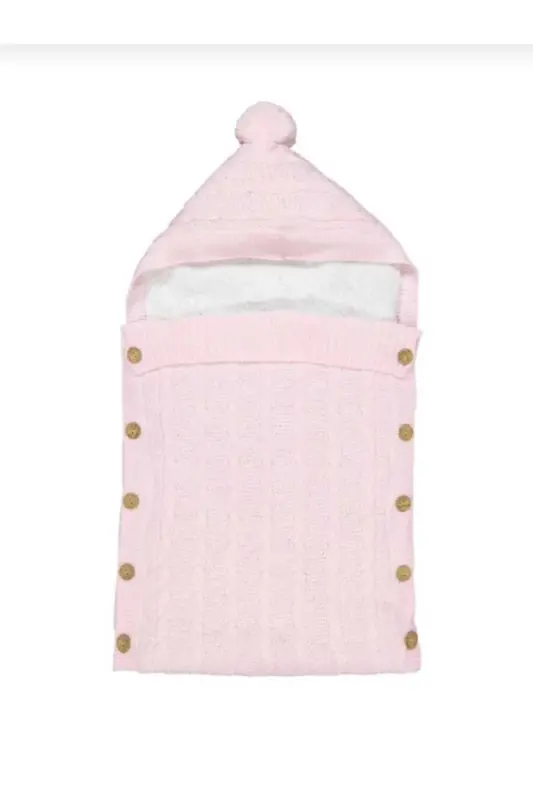 Knitted Cable Knit Baby Swaddle-PINK - ESTE BUTİK