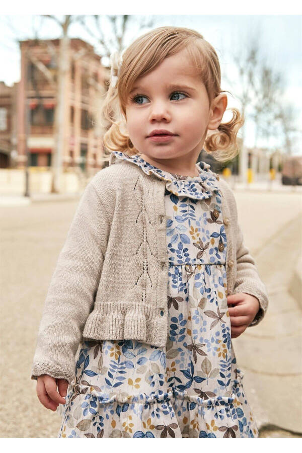 Knitted cardigan for baby girl in mink color - 1