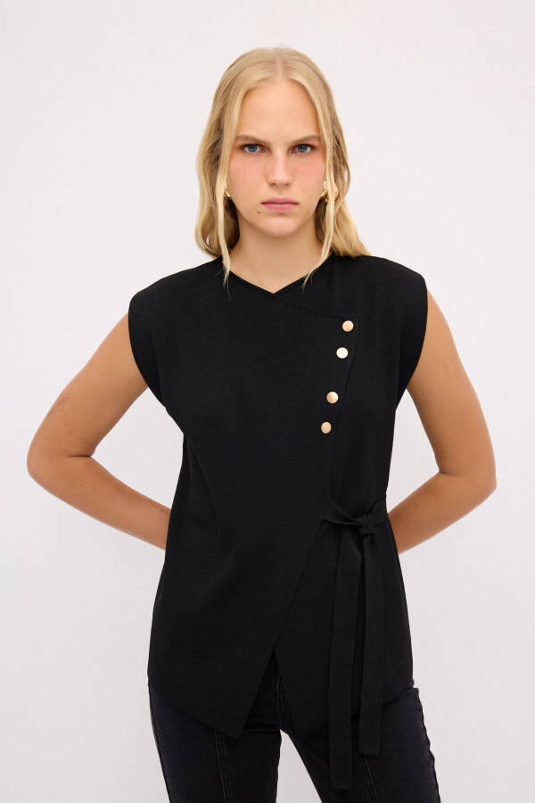 Knitted Cardigan Vest - 1