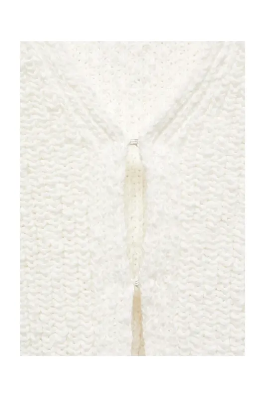 Knitted cropped cardigan - White - 4