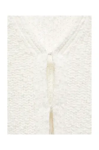 Knitted cropped cardigan-White - 4
