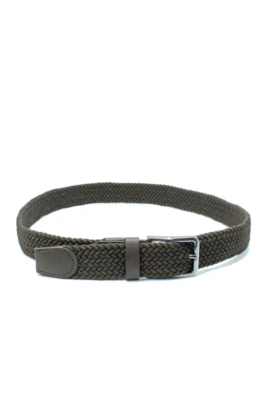 Knitted Elastic Belt 3.5cm - Shorts Belt - Jeans Belt - Canvas Pants Belt - Brown-BROWN - 4