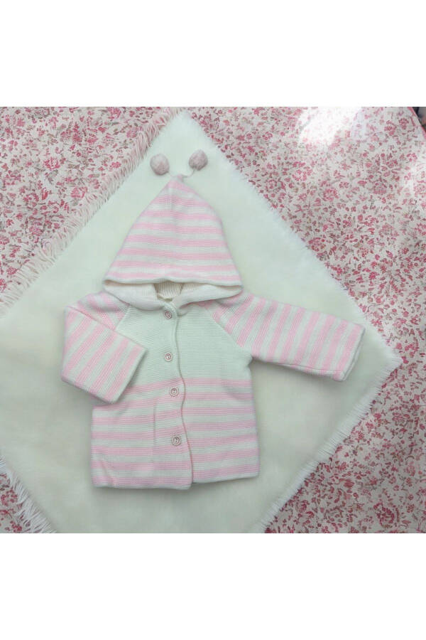 Knitted hooded cardigan for babies (3-15 months) - 1