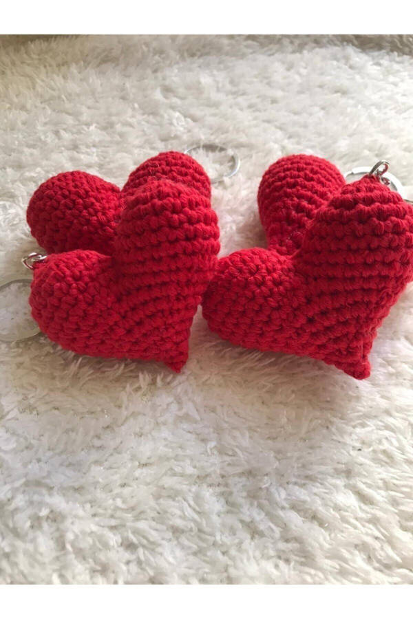 Knitted Keychain Knitted Keychain Heart Shaped Hand Knitted Keychain Red - 10