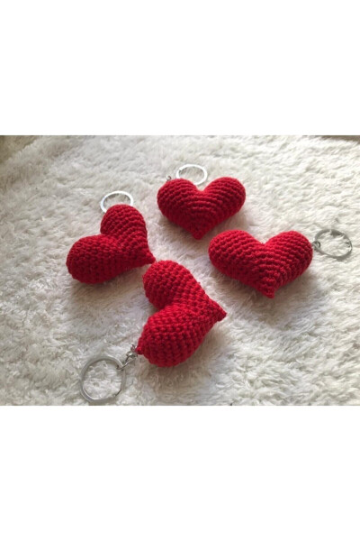 Knitted Keychain Knitted Keychain Heart Shaped Hand Knitted Keychain Red - 11