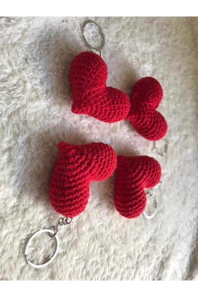 Knitted Keychain Knitted Keychain Heart Shaped Hand Knitted Keychain Red - 12