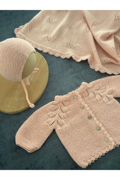 Knitted Lace Baby Cardigan And Hat Set - Hand Knitted - 5