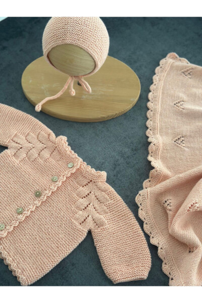 Knitted Lace Baby Cardigan And Hat Set - Hand Knitted - 6