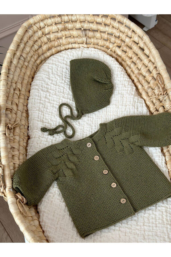 Knitted Lace Baby Cardigan And Hat Set - Hand-Knitted - 1